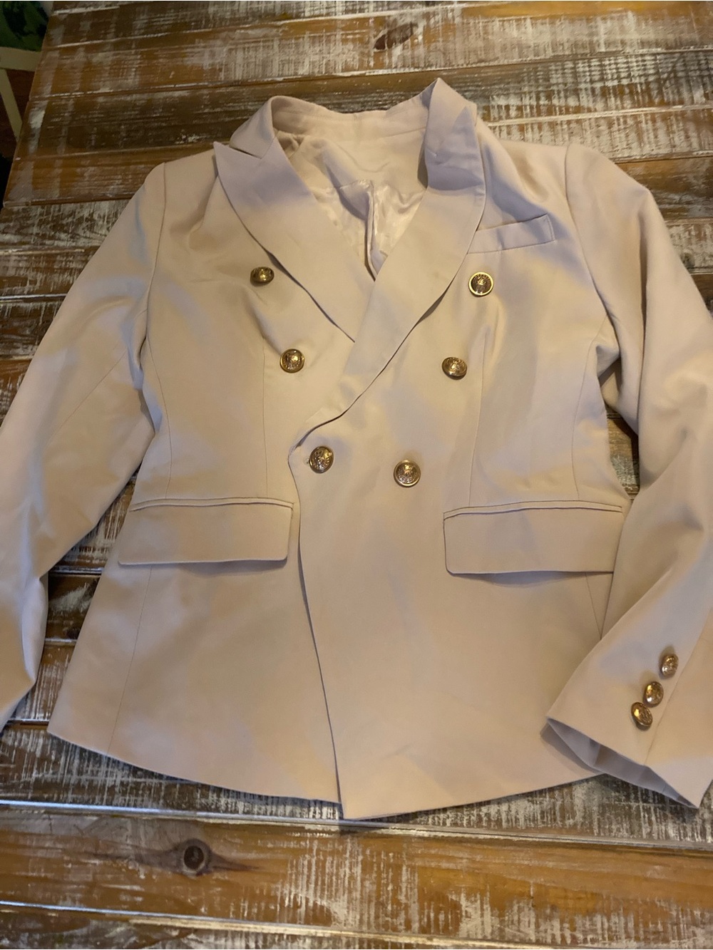 Womens Double-Breasted Blazer Jacket - Cream